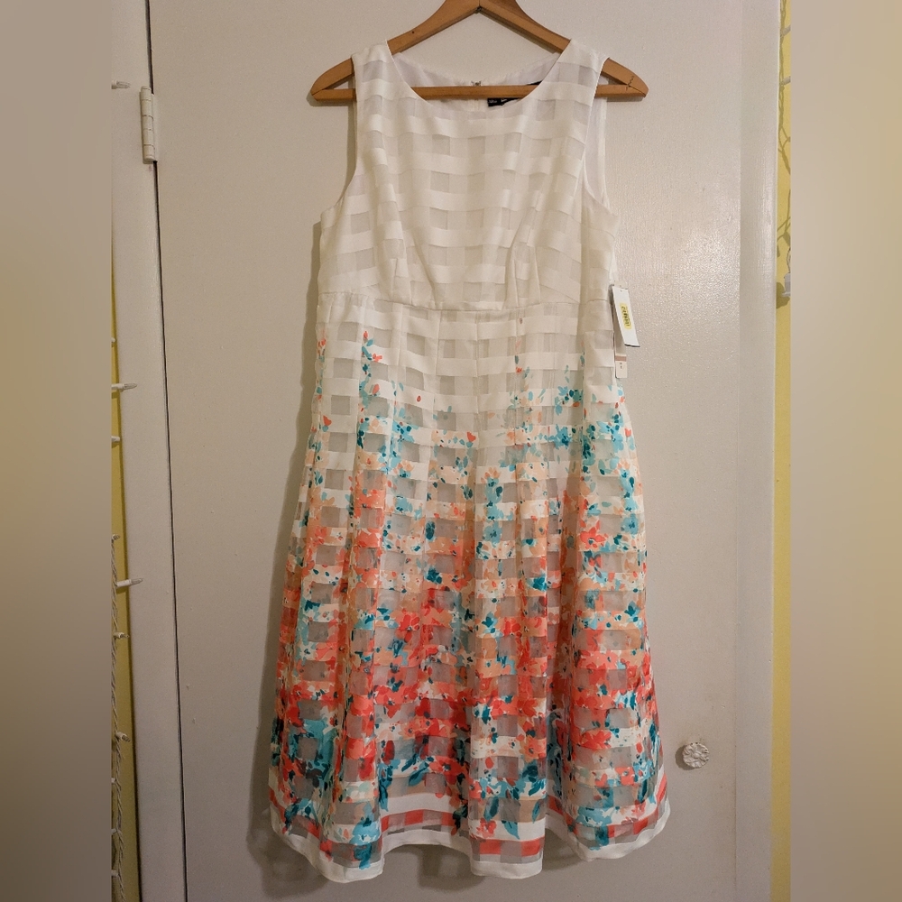 Leslie Fay watercolor stripe dress size 12